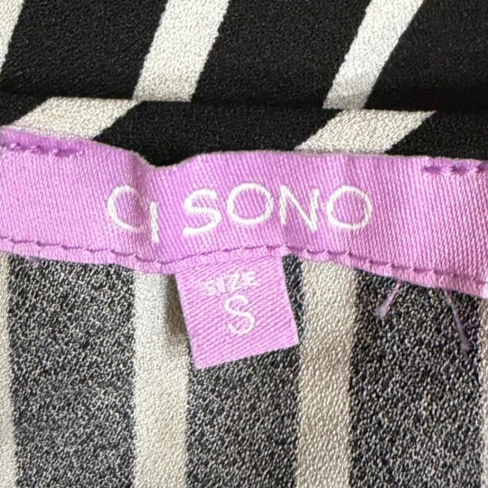 🌻3/$10 Ci Sono Black Ivory Striped Jumpsuit Spaghetti Strap Small Minimalist - Picture 8 of 9